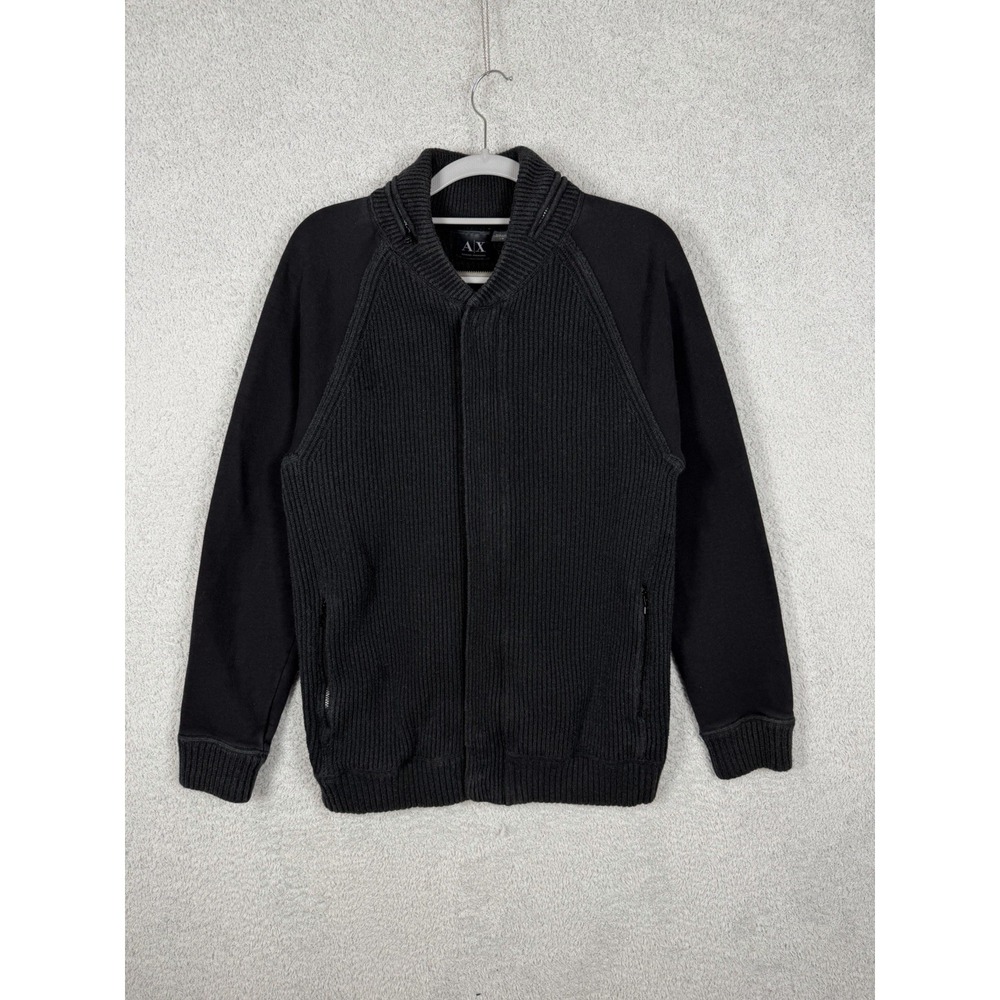 Armani Exchange Full Zip Sweater Hybrid Cardigan Men's Size L Gray‎ Rib Knit